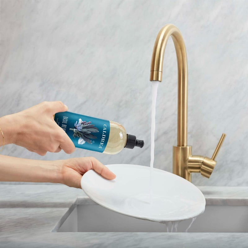 Caldrea Dish Soap  Biodegradable Dishwashing Liquid made with Soap Bark and Aloe Vera  Basil Blue Sage Scent  16 oz - Image 2